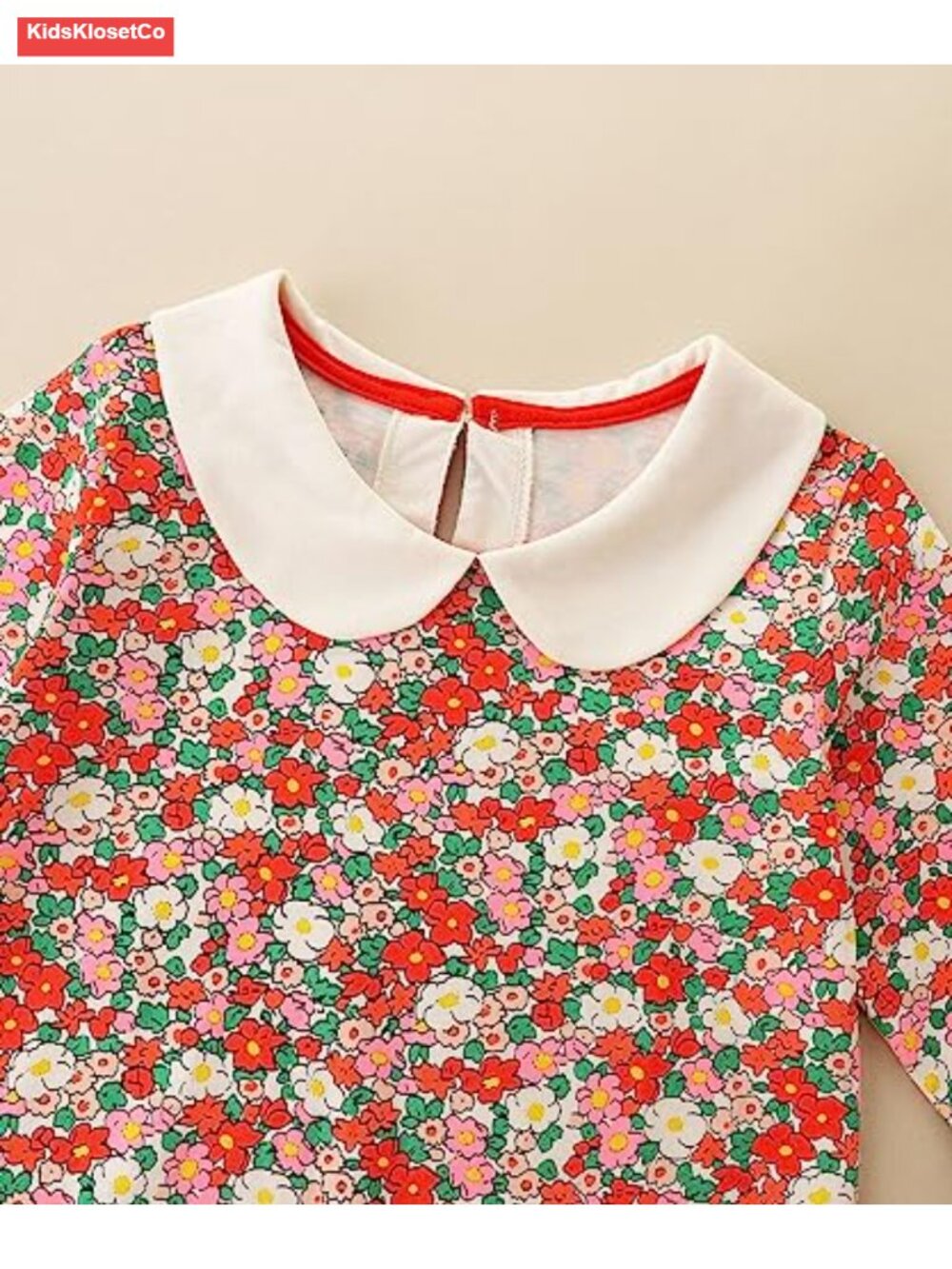 Girl's Long Sleeve Cotton Swing A-Line Dress with Bunny Embroidery 2-13T - Picture 2 of 6